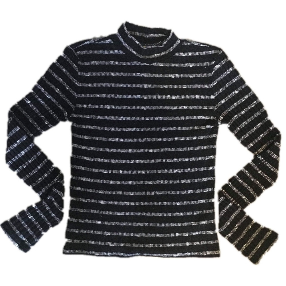 Stripped High Neck Sweater